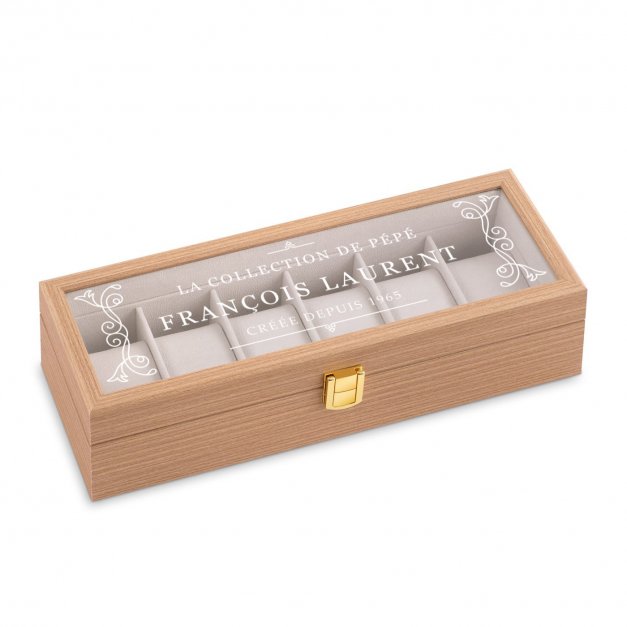 Boîte à montres en bois avec gravure pour l'anniversaire de grand-père