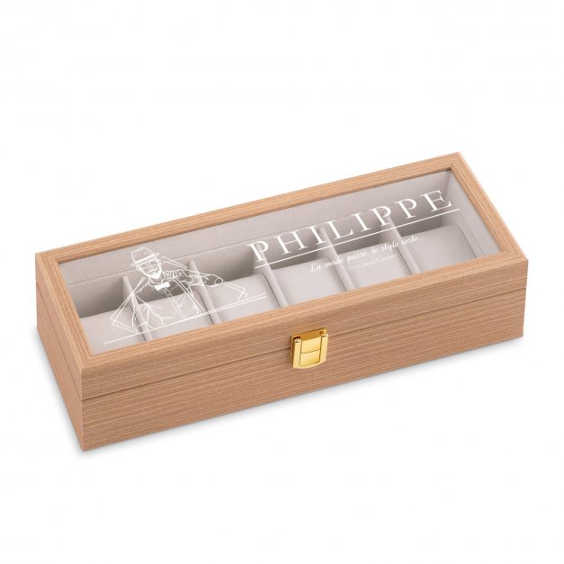 Boîte à montres en bois personnalisée pour l'anniversaire d'un mari