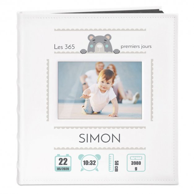 Album photo avec fenêtre et personnalisation pour garçon bébé nouveau-né