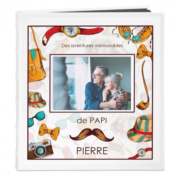 Album photo avec fenêtre et personnalisation pour grand-père aventurier