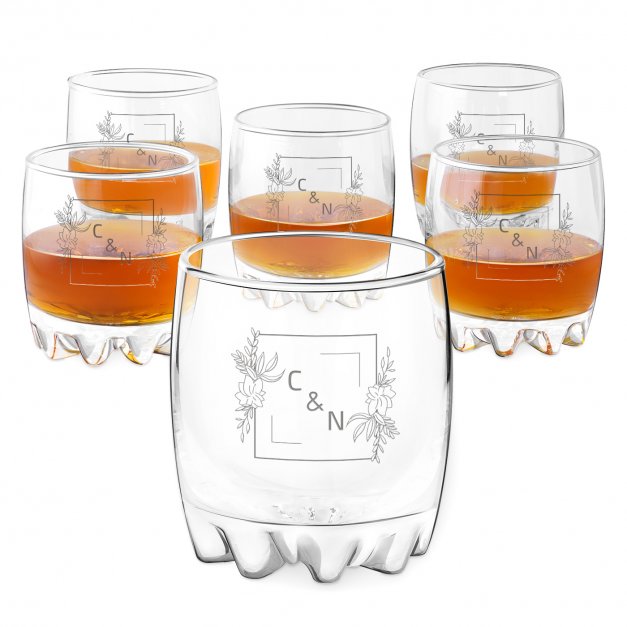 6 verres Sylvana avec gravure pour couple