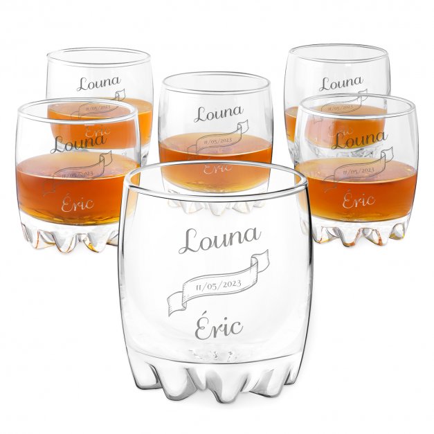 6 verres Sylvana avec gravure pour jeunes mariés