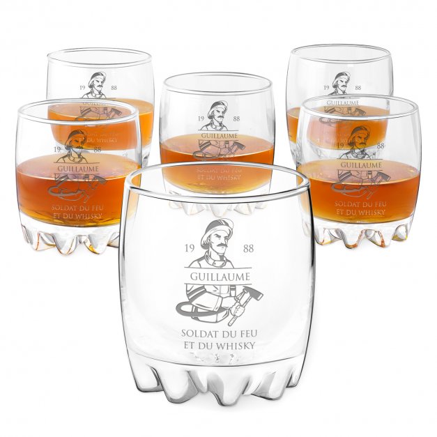 6 verres Sylvana avec gravure pour pompier