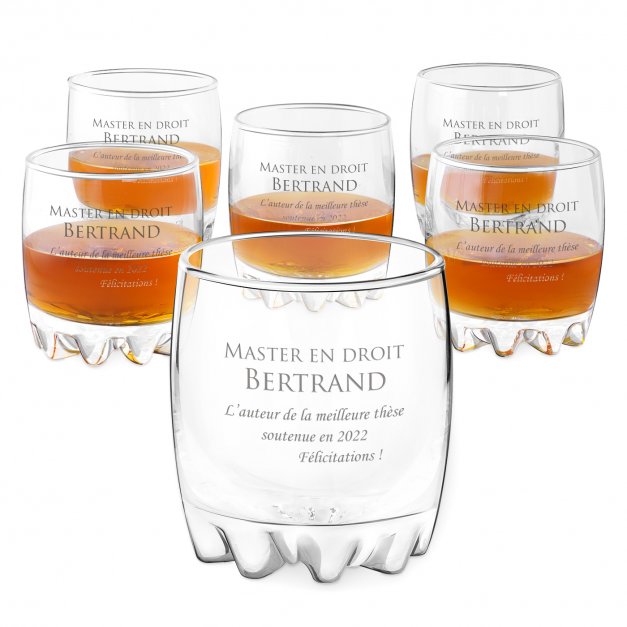 6 verres Sylvana avec gravure pour un diplômé