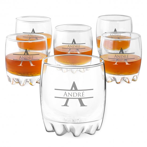 6 verres Sylvana avec une initiale gravée pour homme