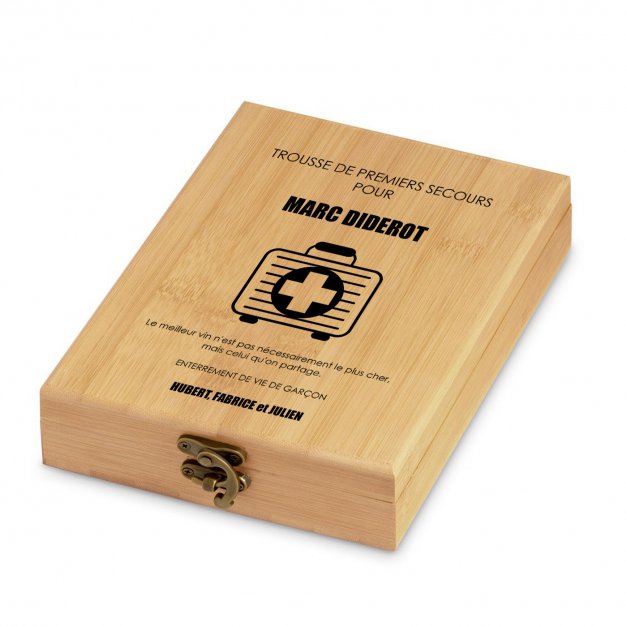 Ensemble d'accessoires pour vin avec coffret en bambou avec impression pour enterrement de vie de garçon