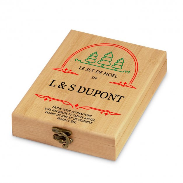 Ensemble d'accessoires pour vin avec coffret en bambou personnalisé pour un couple pour Noël
