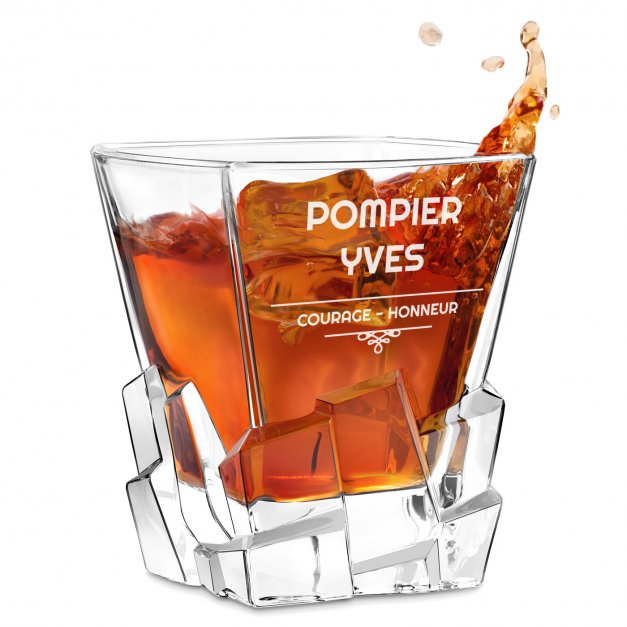 Verre à whisky Ice Blink avec gravure pour pompier