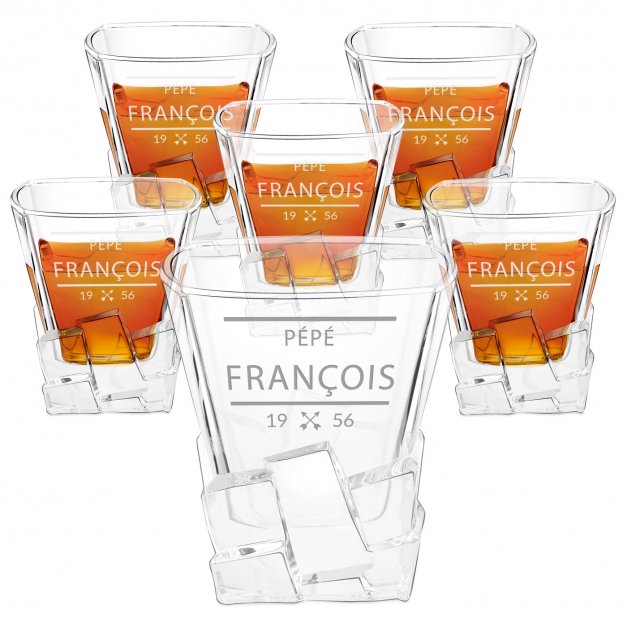 6 verres à whisky Ice Blink avec gravure pour grand-père