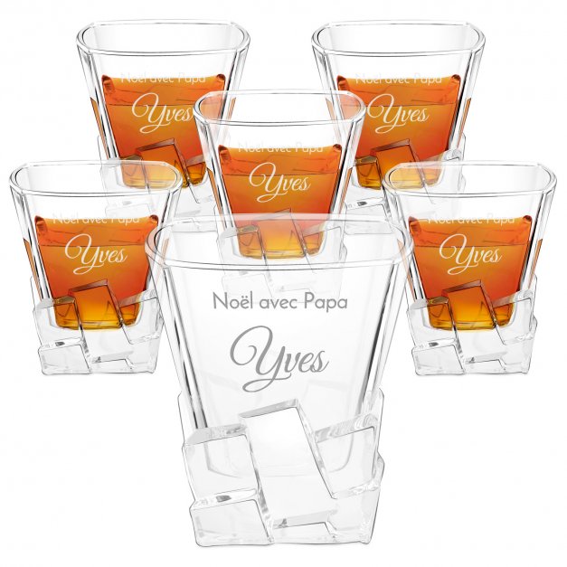 6 verres à whisky Ice Blink avec gravure pour Noël pour papa
