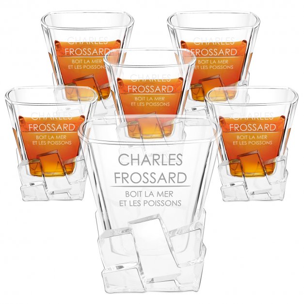 6 verres à whisky Ice Blink avec gravure pour un pêcheur