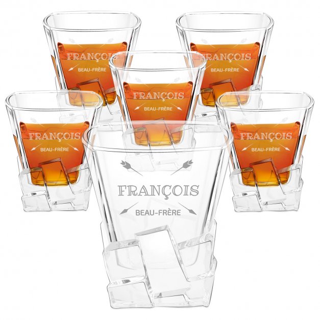 6 verres à whisky Ice Blink avec gravure pour beau-frère