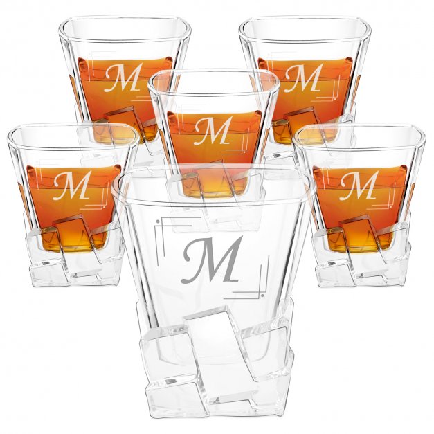 6 verres à whisky Ice Blink avec gravure pour un homme avec une initiale