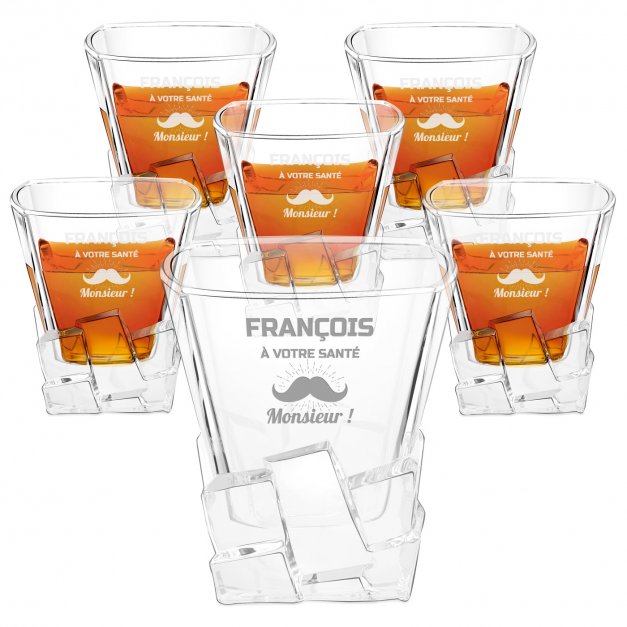 6 verres à whisky Ice Blink avec gravure pour l'anniversaire d'un collègue
