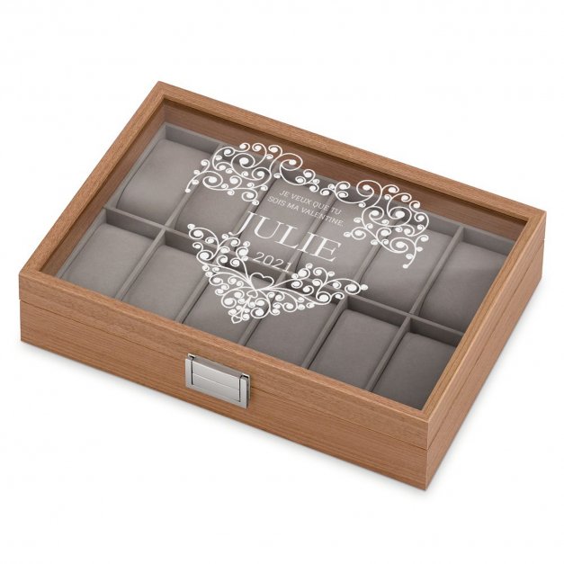 Boîte à montres gravée pour une amie pour la Saint-Valentin