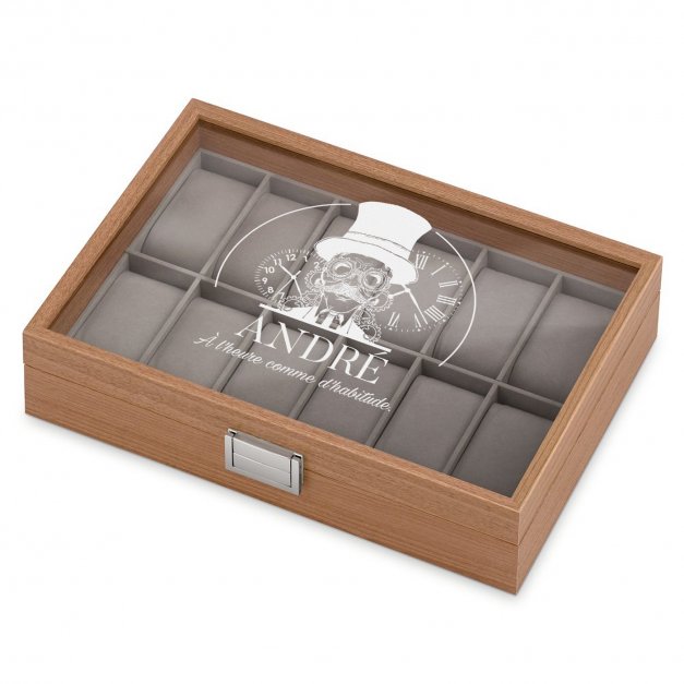 Boîte à montres gravée pour l'anniversaire d'un collègue