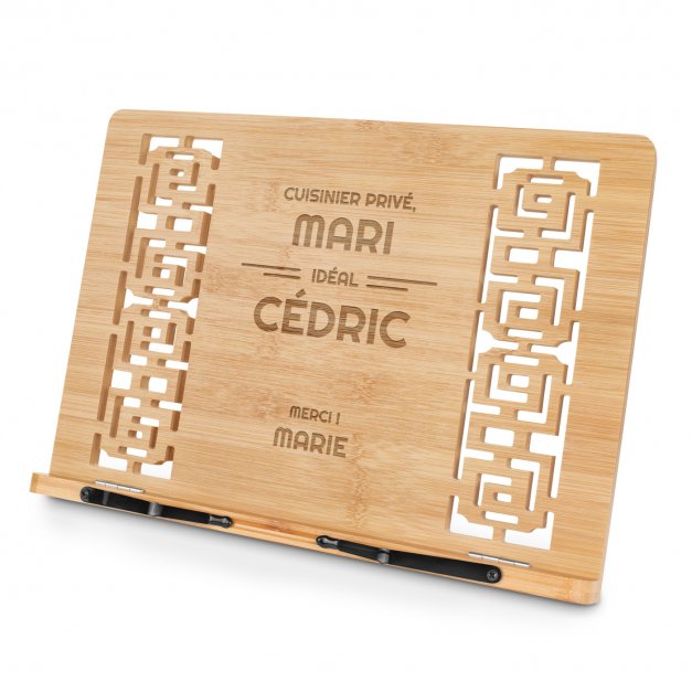 Support de livre en bois de bambou personnalisé pour mari