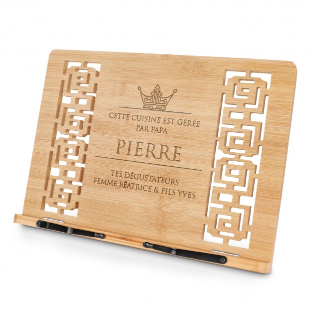Support de livre en bois de bambou personnalisé pour papa