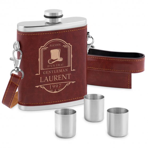 Flasque avec étui et personnalisation pour gentleman