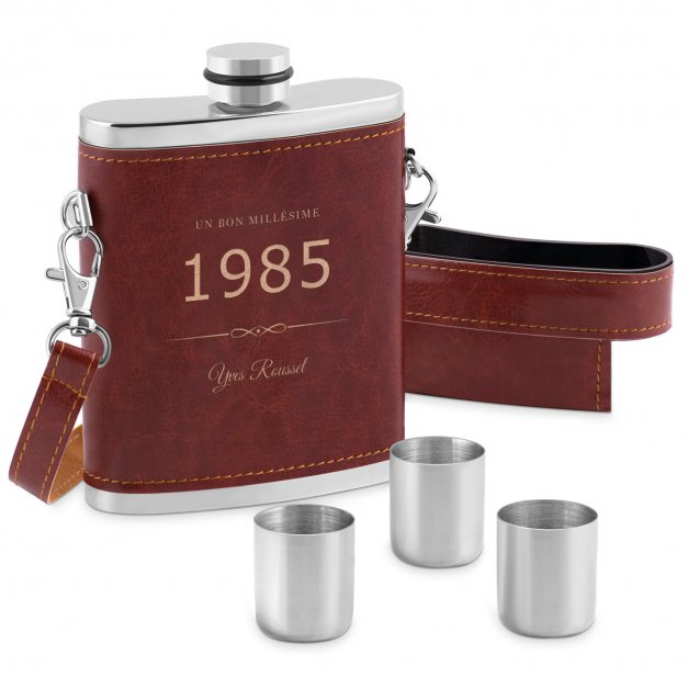 Flasque avec étui et personnalisation pour lui pour son anniversaire 