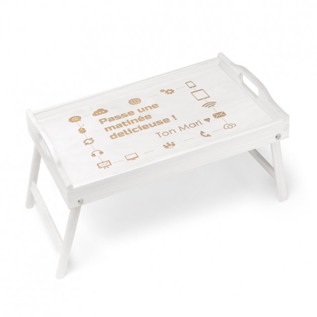 Plateau de lit pliable en bois personnalisé pour l'anniversaire d'une femme