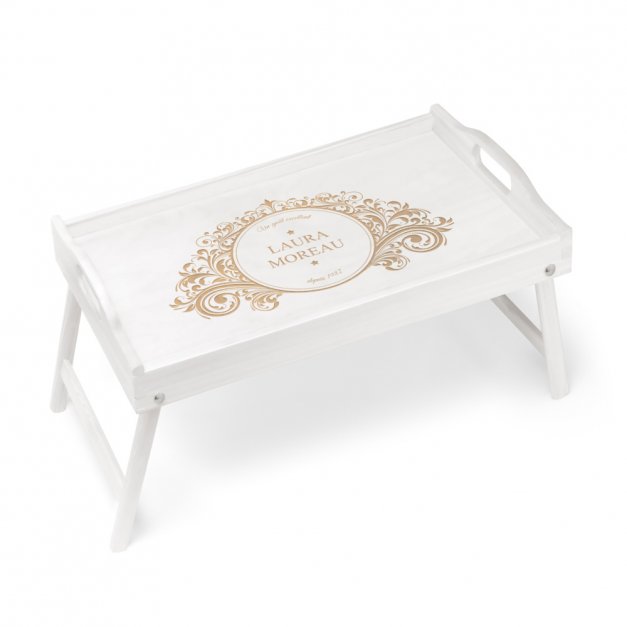 Plateau de lit pliable en bois personnalisé pour une femme pour l'anniversaire de mariage