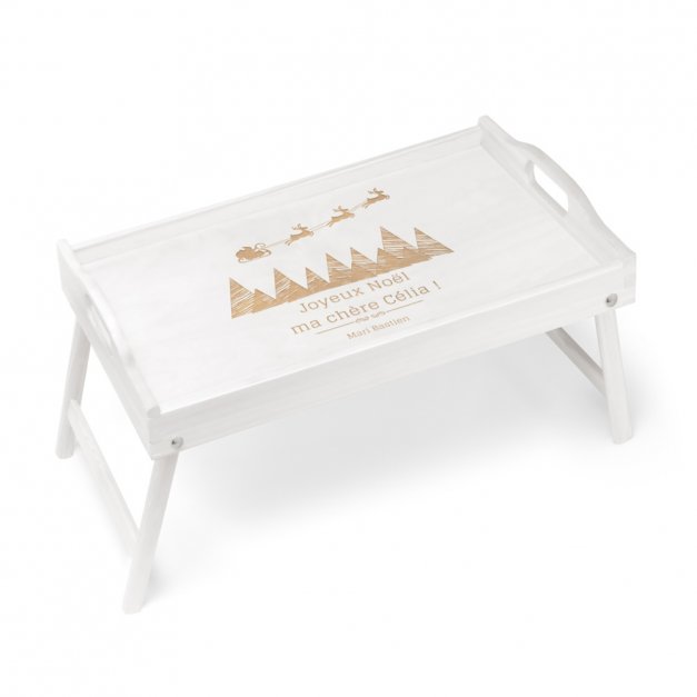 Plateau de lit pliable en bois avec gravure pour une épouse pour Noël