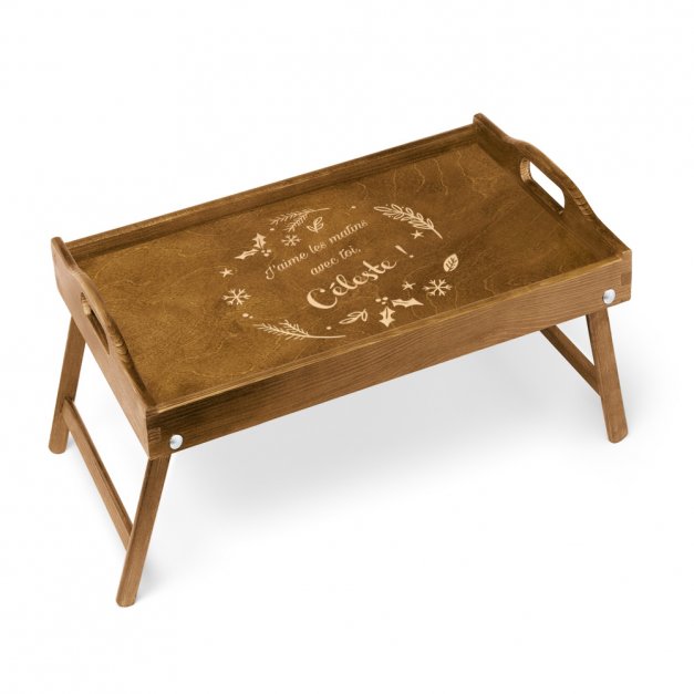 Plateau de lit en bois personnalisé pour une amie pour Noël