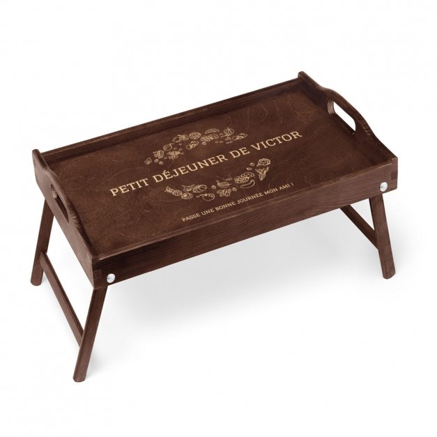 Plateau de lit avec gravure pour l'anniversaire d'un ami