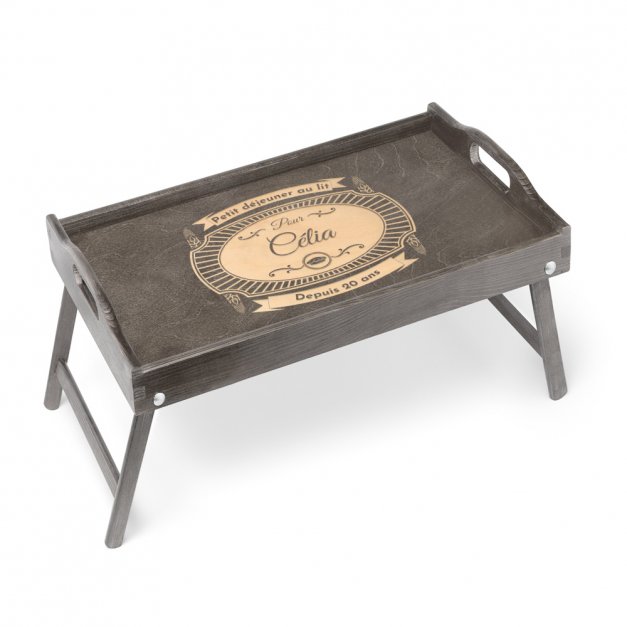Plateau de lit pliable avec gravure pour une épouse pour 20 ans de mariage