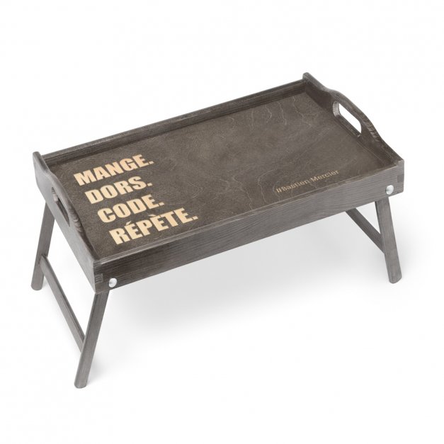 Plateau de lit pliable avec gravure pour l'anniversaire d'un ami
