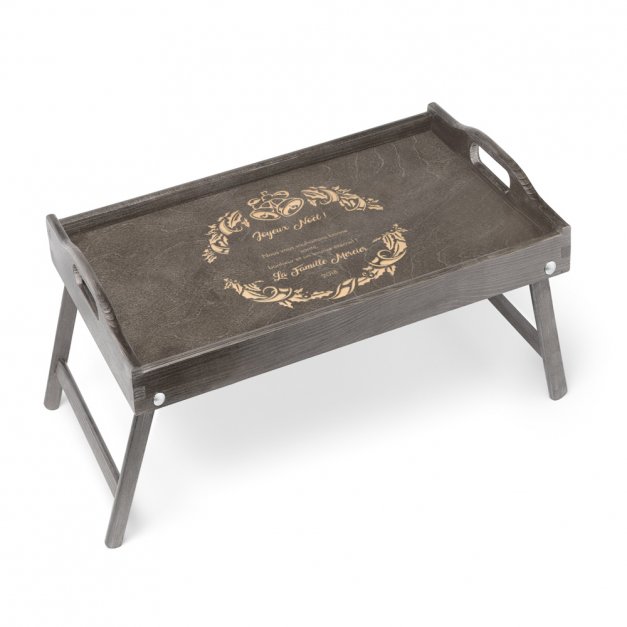 Plateau de lit pliable avec gravure pour des amis pour Noël