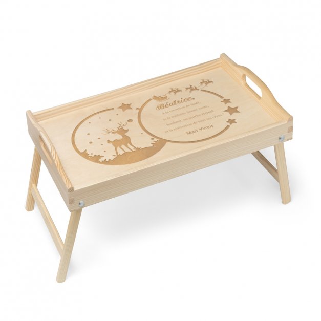 Plateau de lit en bois naturel personnalisé pour une femme pour Noël