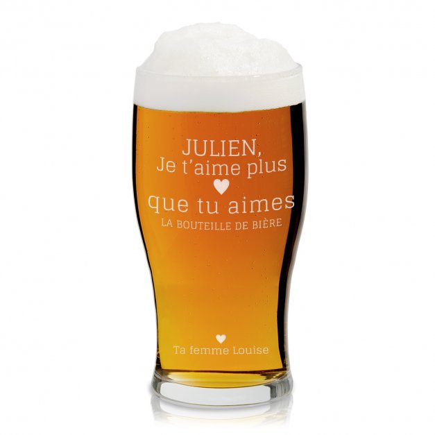 Verre à bière avec gravure pour homme pour la Saint Valentin