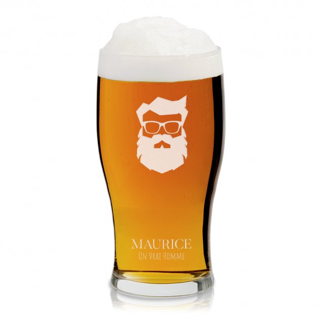 Verre à bière avec gravure pour homme barbu