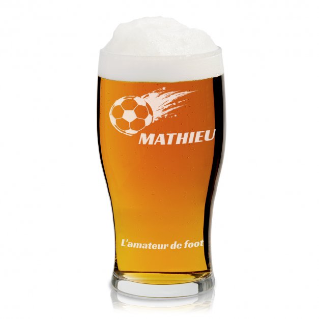 Verre à bière avec gravure pour fan de foot
