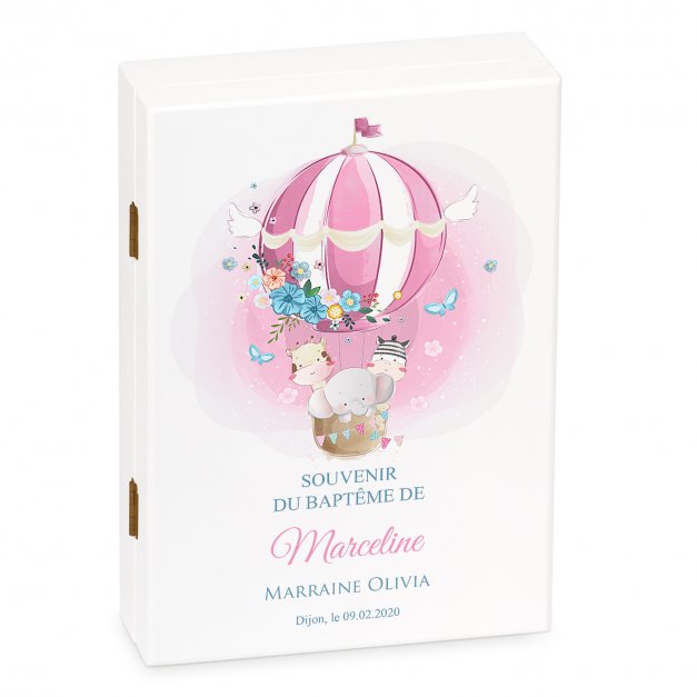 Ensemble de couverts avec prénom gravé pour fille baptême ballon
