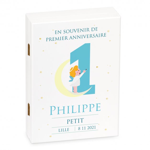 Ensemble de couverts avec prénom gravé pour garçon premier anniversaire