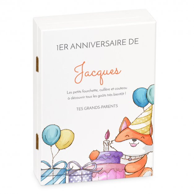 Ensemble de couverts avec prénom gravé pour garçon anniversaire 1 an