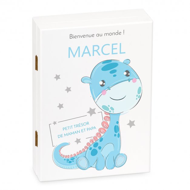 Ensemble de couverts avec prénom gravé pour garçon naissance dinosaure