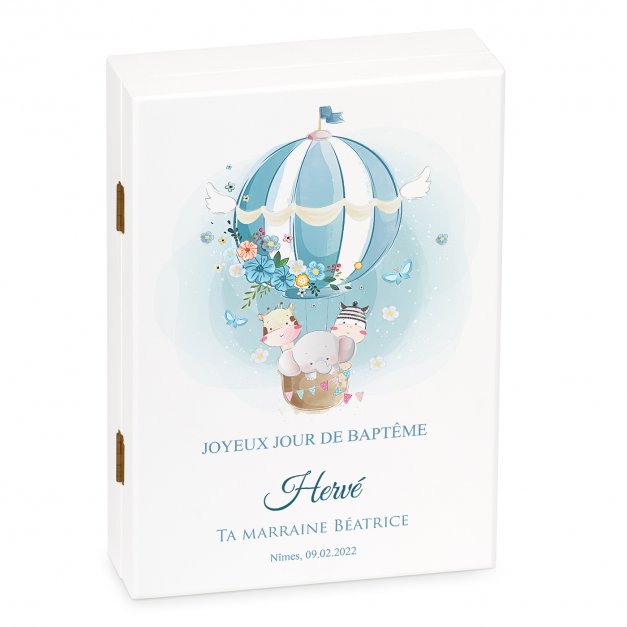 Ensemble de couverts avec étui personnalisés pour garçon baptême animaux