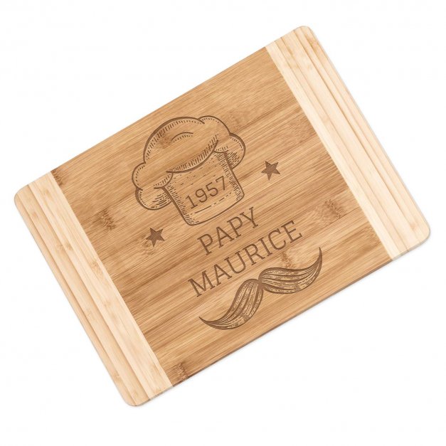 Planche à découper en bois de bambou avec gravure pour l'anniversaire de papy