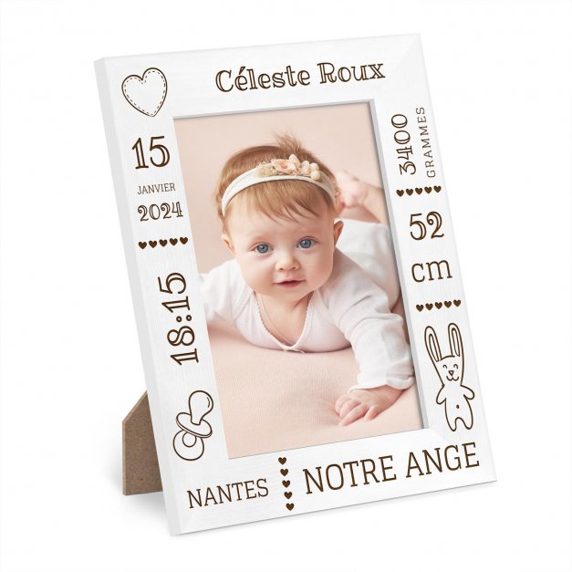 Cadre photo personnalisé en bois pour filleule pour son baptême 
