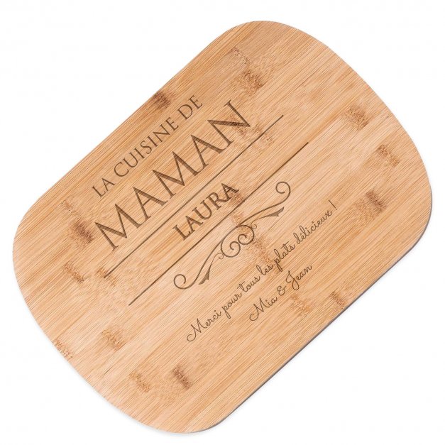 Planche à découper en bambou avec gravure pour maman