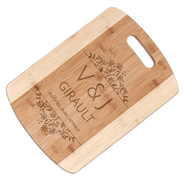 Planche à découper en bambou avec personnalisation pour mariage