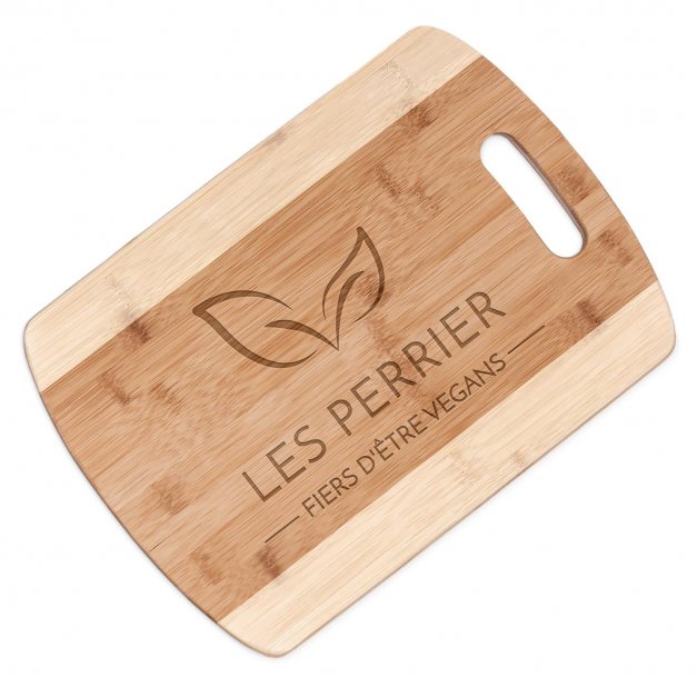 Planche à découper en bambou personnalisable pour un couple végétalien