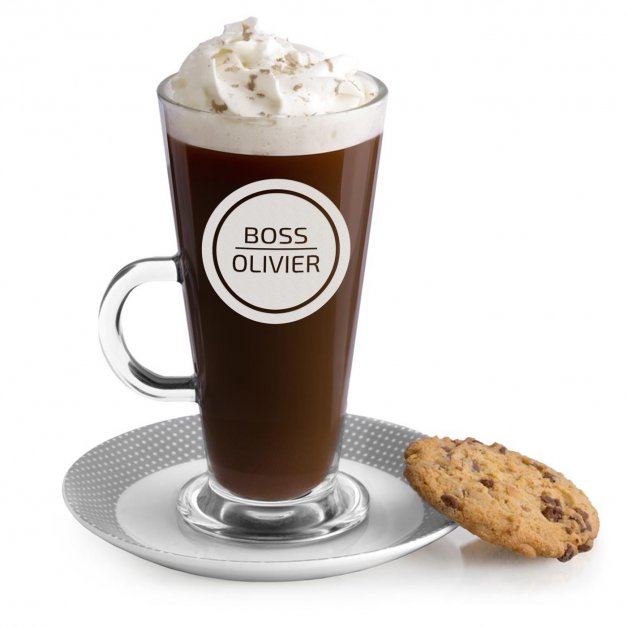Verre à café avec gravure pour l'anniversaire d'un patron