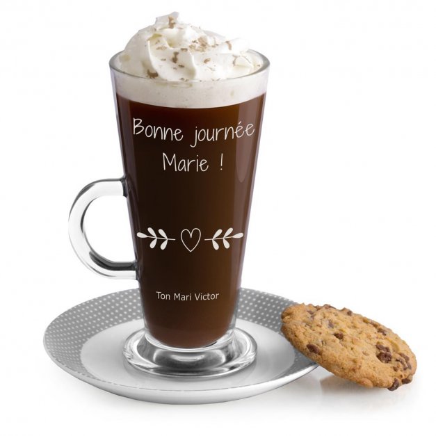 Verre à café avec gravure pour une femme pour l'anniversaire de mariage