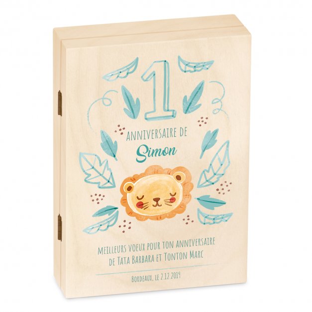 Set de couverts pour enfant avec coffret en bois et impression pour garçon anniversaire