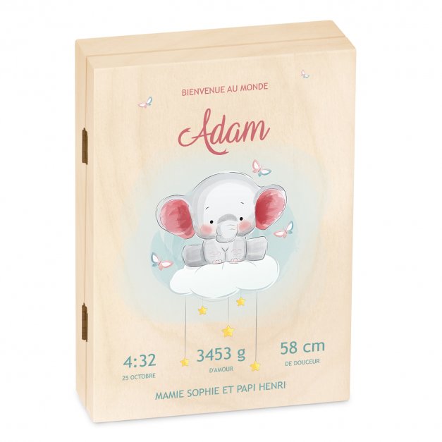 Set de couverts pour enfant dans coffret en bois avec impression fille naissance 